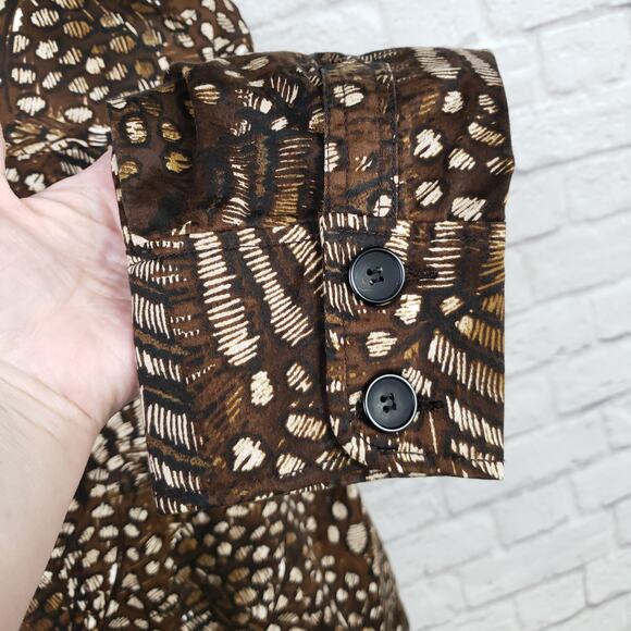 Chico's Sz 3 Brown Animal Print Stretch Cotton Jacket Chico's Sz XL 16 - Picture 11 of 14